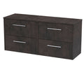 Hudson Reed Juno Wall Hung 4-Drawer Vanity Unit & Metallic Slate Worktop, Countertop Basin Unit in Metallic Slate, 1200mm