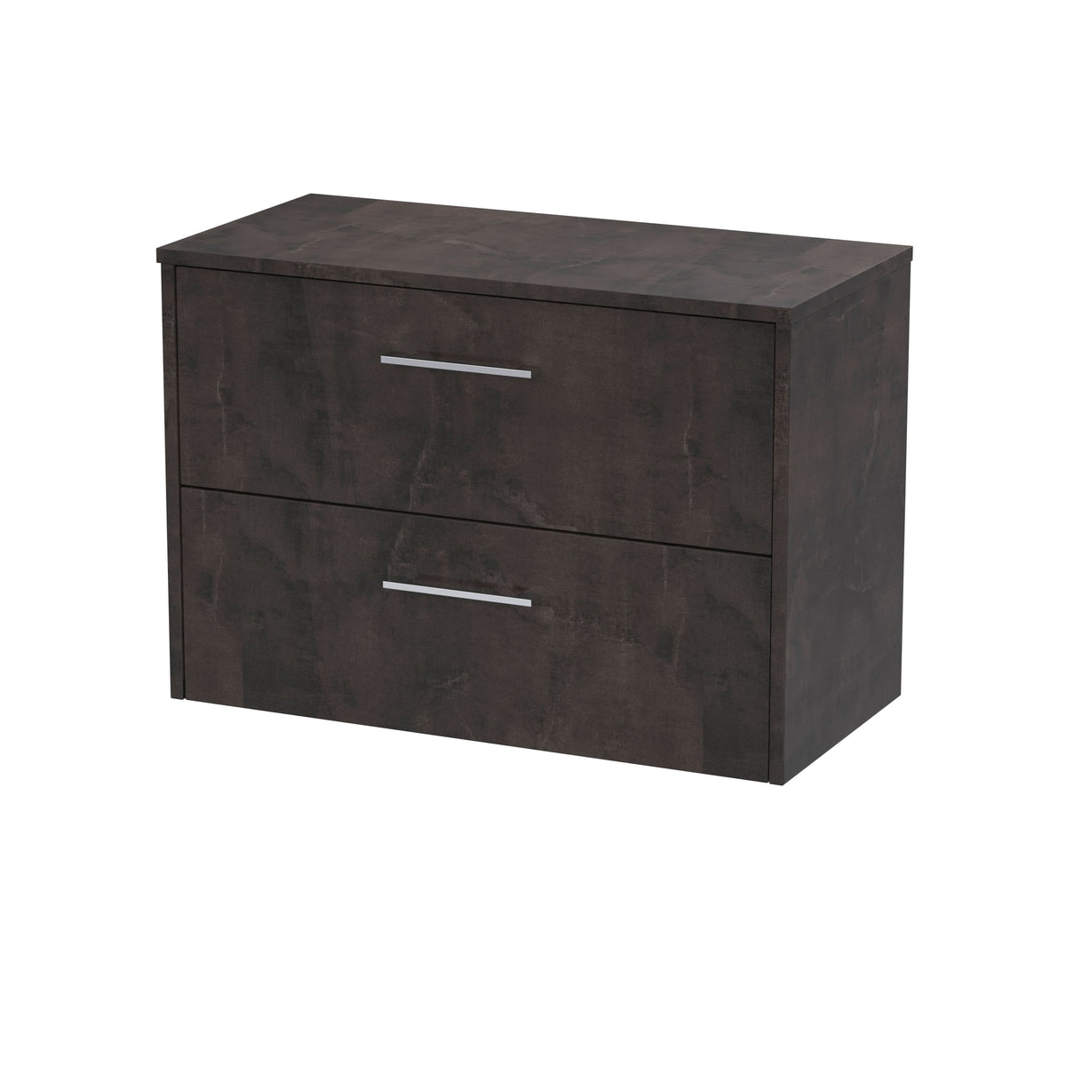 Hudson Reed Juno Wall Hung 2-Drawer Vanity Unit & Metallic Slate Worktop, Countertop Basin Unit in Metallic Slate, 800mm
