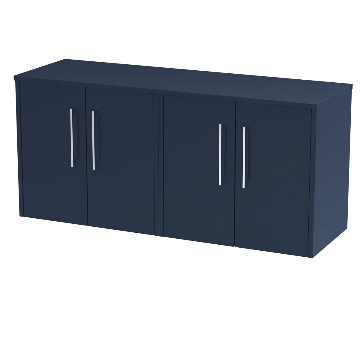 Hudson Reed Juno Countertop Unit, 4 Soft Close Door Wall Hung Vanity with Durable Worktop, D Shape Handles, Modern Vanity Unit for Bathrooms in Midnight Blue, 1200mm