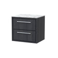 Hudson Reed Lille Countertop Basin Unit, 2-Drawer Modern Vanity with Marble Top, Durable Bathroom Furniture, Luxury Counter Top Vanity Unit with Drawers, 600mm