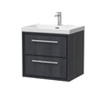 Hudson Reed Lille Wall Hung Vanity Unit with Basin, 2-Drawer Modern Bathroom Vanity Unit in White, Compact Sink Vanity Unit for Contemporary Bathrooms, 600mm