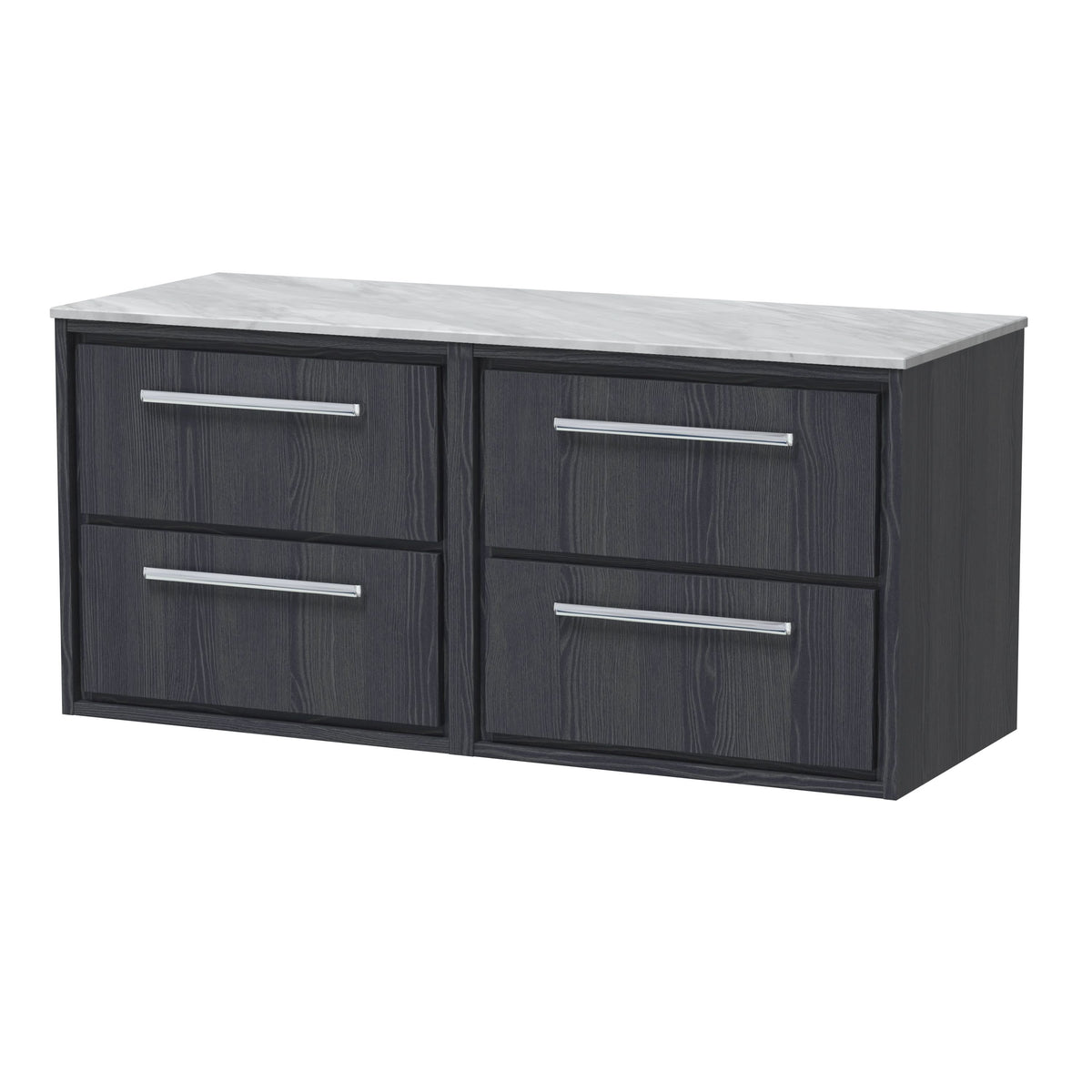 Hudson Reed Lille Countertop Basin Unit, 4-Drawer Marble Top Vanity Unit, Durable Bathroom Furniture, Modern Wall-Hung Luxury Vanity for UK Bathrooms, 1200mm