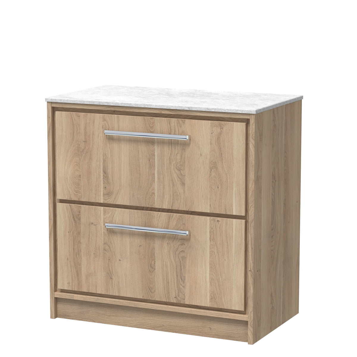 Hudson Reed Lille Floor Standing Countertop Basin Unit with Drawers, Marble Top Vanity Unit for Vessel Basin, Luxury Modern Vanity Unit in Bleached Oak, 800mm