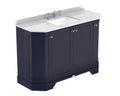 Old London Floor Standing 4 Door Vanity Unit with White Marble Top, Traditional Sink Vanity Unit, Soft Close Doors, Bathroom Cabinet in Twilight Blue, 1200mm