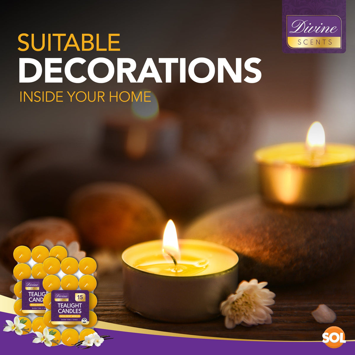 Scented Tea Light Candles | 4 Hour Burn Fragrance | 15-30 Pack