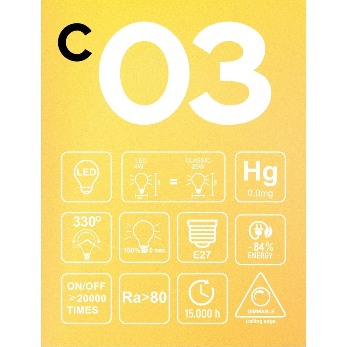 LED Golden Small Light Bulb E27 4W 1800K (BBC03)