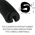 TSEC 884-4.5M S Shaped Glazing Seal – PVC Window Gasket for Airtight & Watertight Sealing (Fits 4-5mm and 2-3mm Panels)