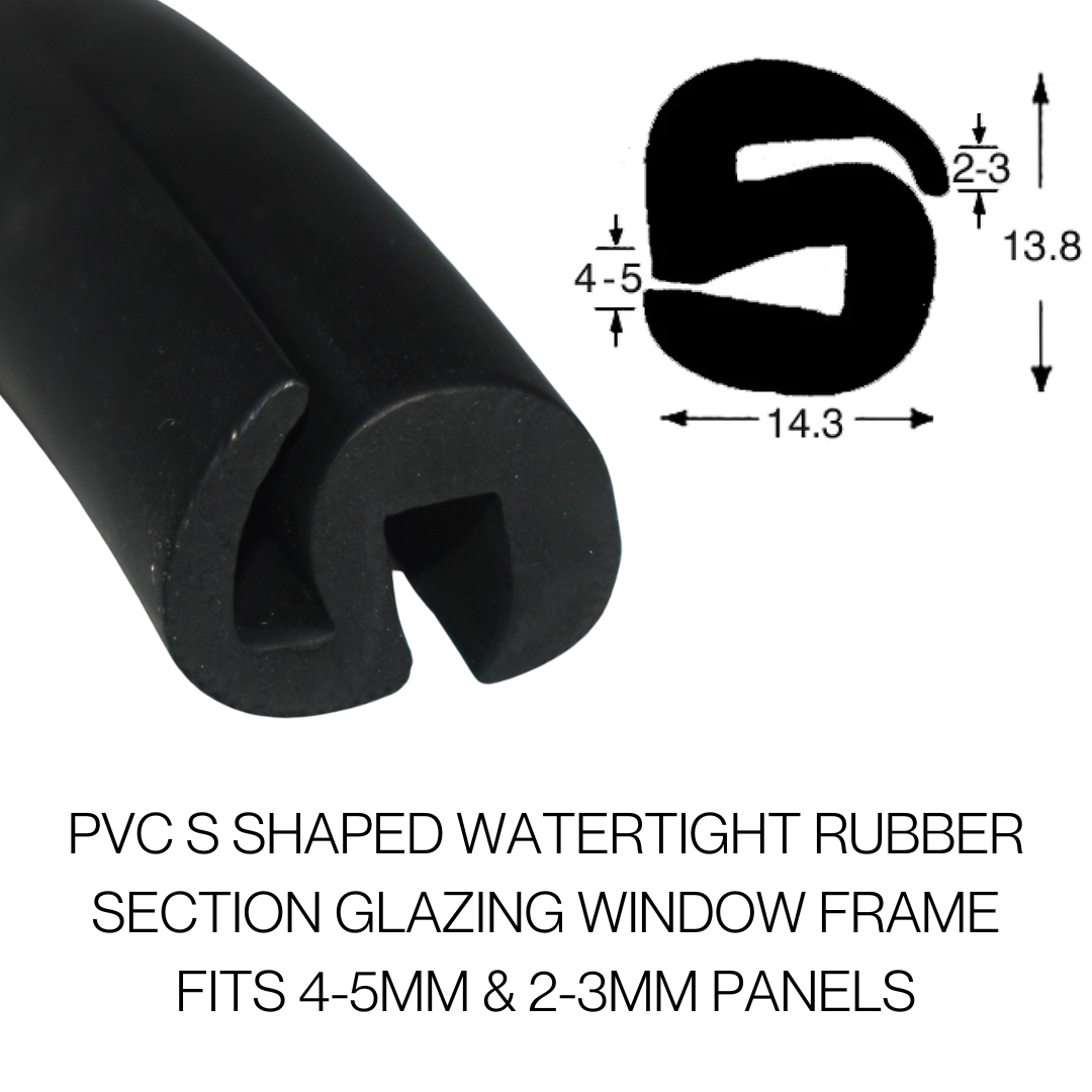 TSEC 884-4.5M S Shaped Glazing Seal – PVC Window Gasket for Airtight & Watertight Sealing (Fits 4-5mm and 2-3mm Panels)