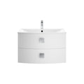 Hudson Reed Sarenna Wall Hung Vanity Unit with Polymarble Basin, Modern 2 Drawer Bathroom Sink Vanity Unit in Moon White, 700mm
