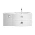 Hudson Reed Sarenna Wall Hung Vanity Unit with Basin, Right Hand 2 Drawer 1 Door Bathroom Sink Cabinet in Moon White, 1000mm