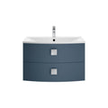 Hudson Reed Sarenna Wall Hung Vanity Unit with Polymarble Basin, Modern 2 Drawer Bathroom Sink Vanity Unit in Mineral Blue, 700mm