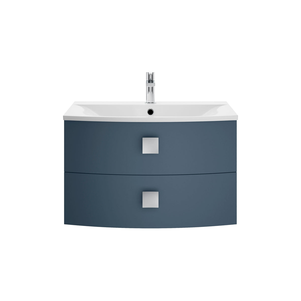 Hudson Reed Sarenna Wall Hung Vanity Unit with Polymarble Basin, Modern 2 Drawer Bathroom Sink Vanity Unit in Mineral Blue, 700mm