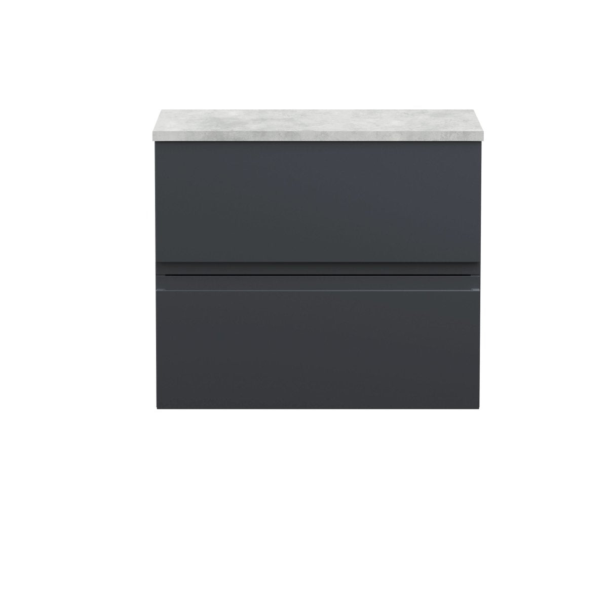 Hudson Reed Urban Wall Hung Countertop Basin Unit, 2 Soft Close Drawers Vanity Unit and Bellato Grey Worktop in Soft Black, 600mm