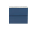 Hudson Reed Urban Wall Hung Countertop Basin Unit, 2 Soft Close Drawers Vanity Unit and Bellato Grey Worktop in Satin Blue, 600mm