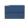 Hudson Reed Urban Wall Hung Countertop Basin Unit, 2 Soft Close Drawers Vanity Unit and Blue Worktop in Satin Blue, 800mm