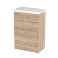 Hudson Reed Fusion Floor Standing WC Unit & Polymarble Top, Stylish Bathroom Storage Unit, Bleached Oak, 600mm
