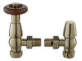 Old London Camden Angled Traditional Thermostatic Radiator Valve Pack, Durable Heading Accessory Radiator Valves Pair in Satin Nickel