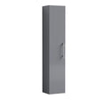 Nuie Arno Tall Wall Hung Unit Single Door, Durable Soft Close Door with 3 Shelves with D-Shape Handle in Satin Grey, 300mm