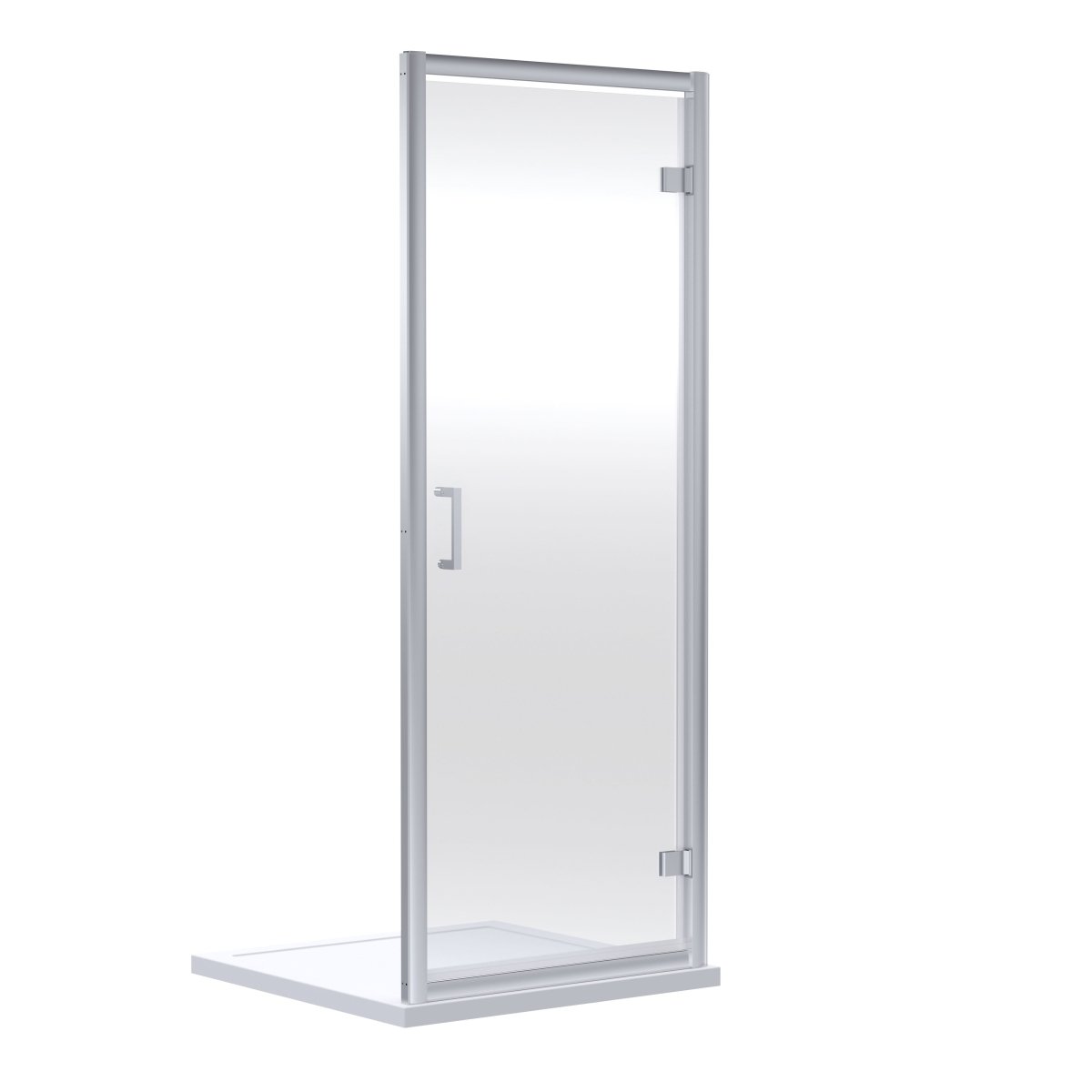 Nuie Rene Hinged Shower Door, Durable Aluminium Semi-Frameless Glass Shower Screen, Fixed Enclosure in Chrome, 1900 x 800mm