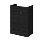Hudson Reed Fusion Fitted Floor Standing Vanity Unit, 2 Soft Close Door Compact Bathroom Unit in Charcoal Black, 600mm (355Mm Deep)