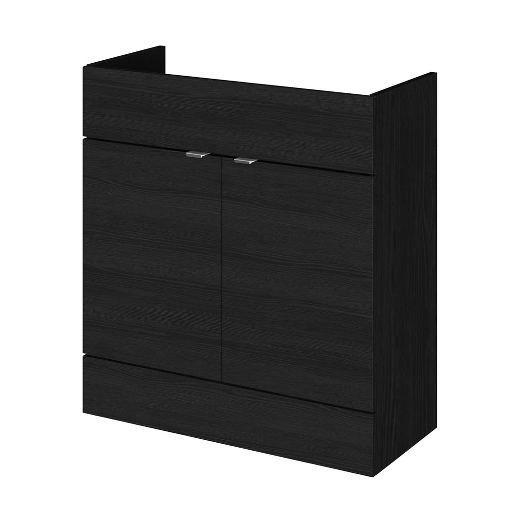 Hudson Reed Fusion Fitted Floor Standing Vanity Unit, 1 Soft Close Door Compact Bathroom Unit in Charcoal Black, 800mm (355Mm Deep)