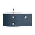 Hudson Reed Sarenna Wall Hung Vanity Unit with Basin, Left Hand 2 Drawer 1 Door Bathroom Sink Cabinet in Mineral Blue, 1000mm