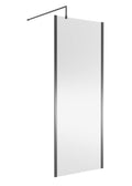 Nuie Wetroom Screen Outer Frame, Durable Frameless Fixed Bathroom Glass Shower Screen in Brushed Pewter Finish, 800mm