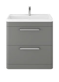 Hudson Reed Solar Floor Standing 2 Door Vanity Unit with Polymarble Basin, Durable Modern Vanity Unit in Cool Grey, 800mm