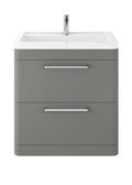Hudson Reed Solar Floor Standing 2 Door Vanity Unit with Ceramic Basin, Durable Modern Vanity Unit in Cool Grey, 800mm