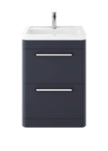 Hudson Reed Solar Floor Standing 2 Door Vanity Unit with Ceramic Basin, Durable Modern Vanity Unit in Indigo Blue, 600mm