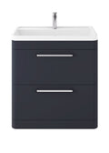 Hudson Reed Solar Floor Standing 2 Door Vanity Unit with Polymarble Basin, Durable Modern Vanity Unit in Indigo Blue, 800mm