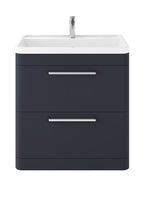 Hudson Reed Solar Floor Standing 2 Door Vanity Unit with Polymarble Basin, Durable Modern Vanity Unit in Indigo Blue, 800mm