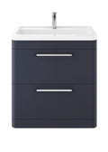 Hudson Reed Solar Floor Standing 2 Door Vanity Unit with Ceramic Basin, Durable Modern Vanity Unit in Indigo Blue, 800mm