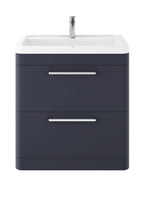 Hudson Reed Solar Floor Standing 2 Door Vanity Unit with Ceramic Basin, Durable Modern Vanity Unit in Indigo Blue, 800mm