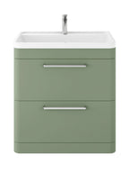 Hudson Reed Solar Floor Standing 2 Door Vanity Unit with Polymarble Basin, Durable Modern Vanity Unit in Fern Green, 800mm