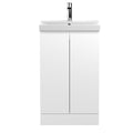 Hudson Reed Urban Floor Standing 2 Soft Close Door Vanity Unit with Thin-Edge Basin, Modern Vanity Unit in Satin White, 500mm