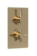 Hudson Reed Tec Pura Twin Thermostatic Shower Valve, Minimalist Sleek Design, Thermostatic Shower, Brushed Brass