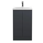 Hudson Reed Urban Floor Standing 2 Soft Close Door Vanity Unit with Mid-Edge Basin, Modern Vanity Unit in Soft Black, 800mm