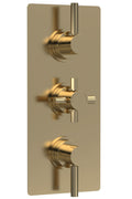 Hudson Reed Tec Pura Triple Thermostatic Shower Valve with Diverter, Premium Bathroom Concealed Shower Valve in Brushed Brass