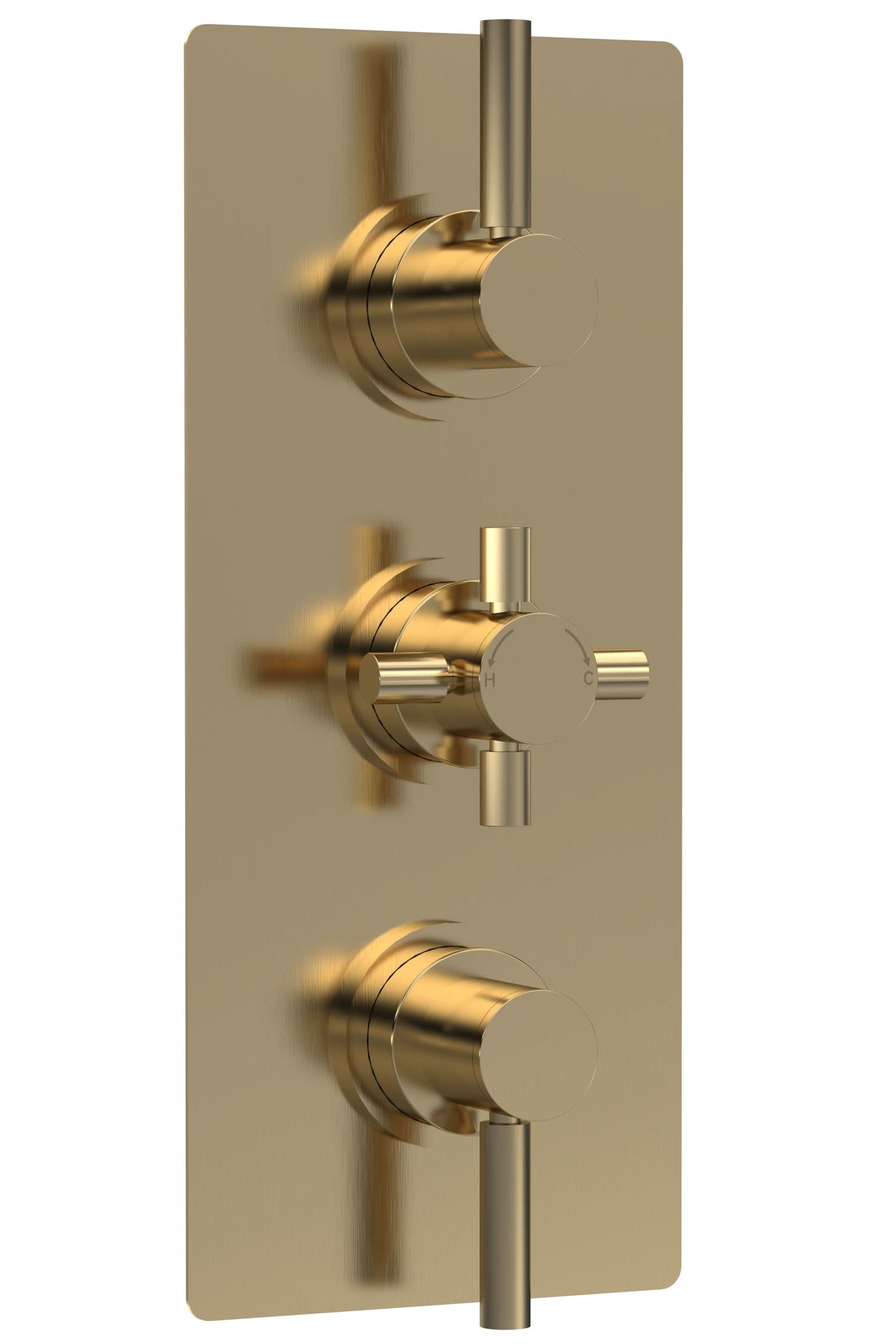 Hudson Reed Tec Pura Triple Thermostatic Shower Valve with Diverter, Premium Bathroom Concealed Shower Valve in Brushed Brass