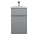 Hudson Reed Urban Floor Standing 2 Door 1 Drawer Vanity Unit with Mid-Edge Basin, Durable Modern Vanity Unit in Satin Grey, 500mm