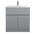 Hudson Reed Urban Floor Standing 2 Door 1 Drawer Vanity Unit with Mid-Edge Basin, Durable Modern Vanity Unit in Satin Grey, 800mm