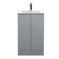 Hudson Reed Urban Floor Standing 2 Soft Close Door Vanity Unit with Minimalist Basin, Modern Vanity Unit in Satin Grey, 800mm