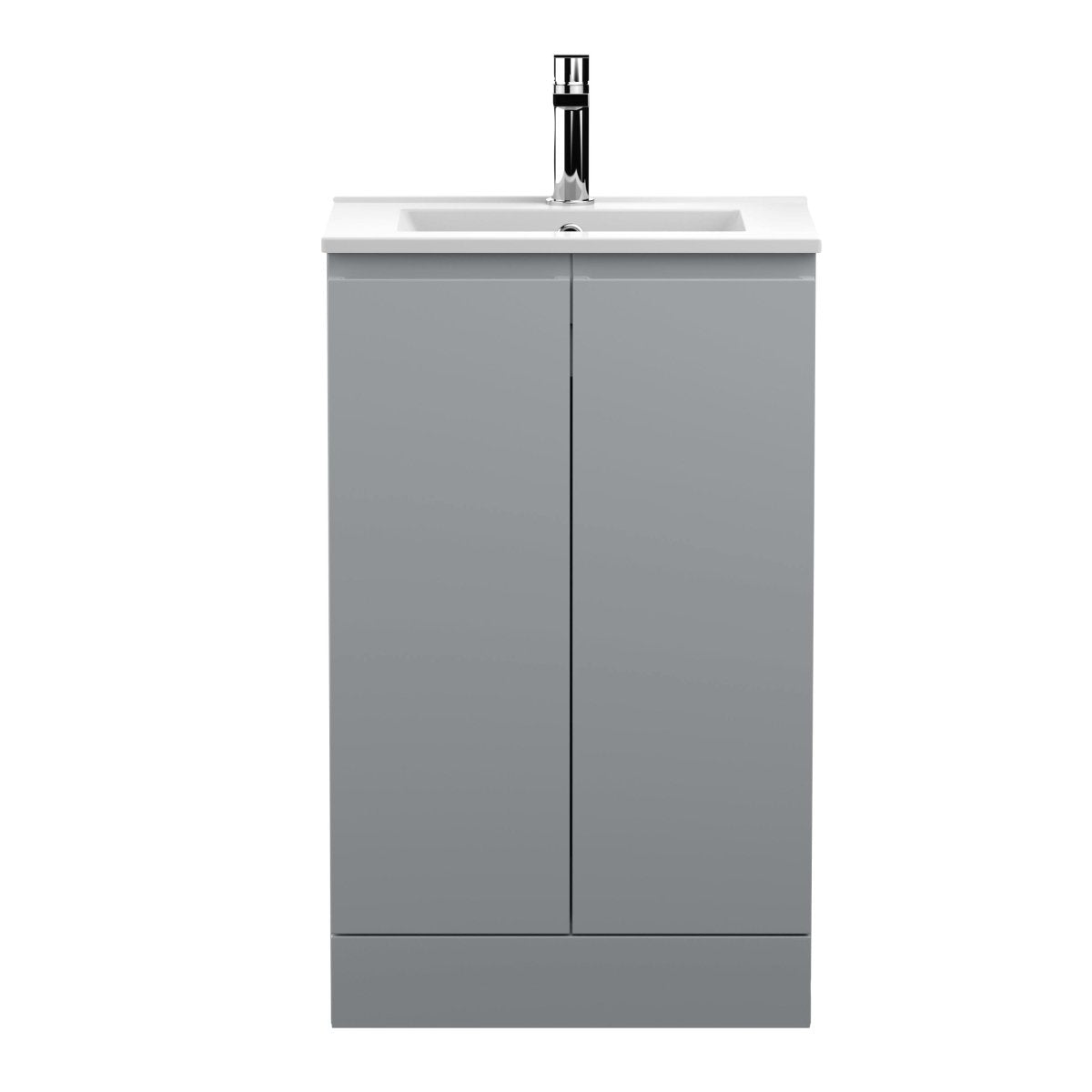 Hudson Reed Urban Floor Standing 2 Soft Close Door Vanity Unit with Minimalist Basin, Modern Vanity Unit in Satin Grey, 800mm