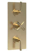Nuie Aztec Triple Thermostatic Concealed Shower Valve with Diverter 3 Outlet, Premium Shower Accessories for Bathrooms, Brushed Brass
