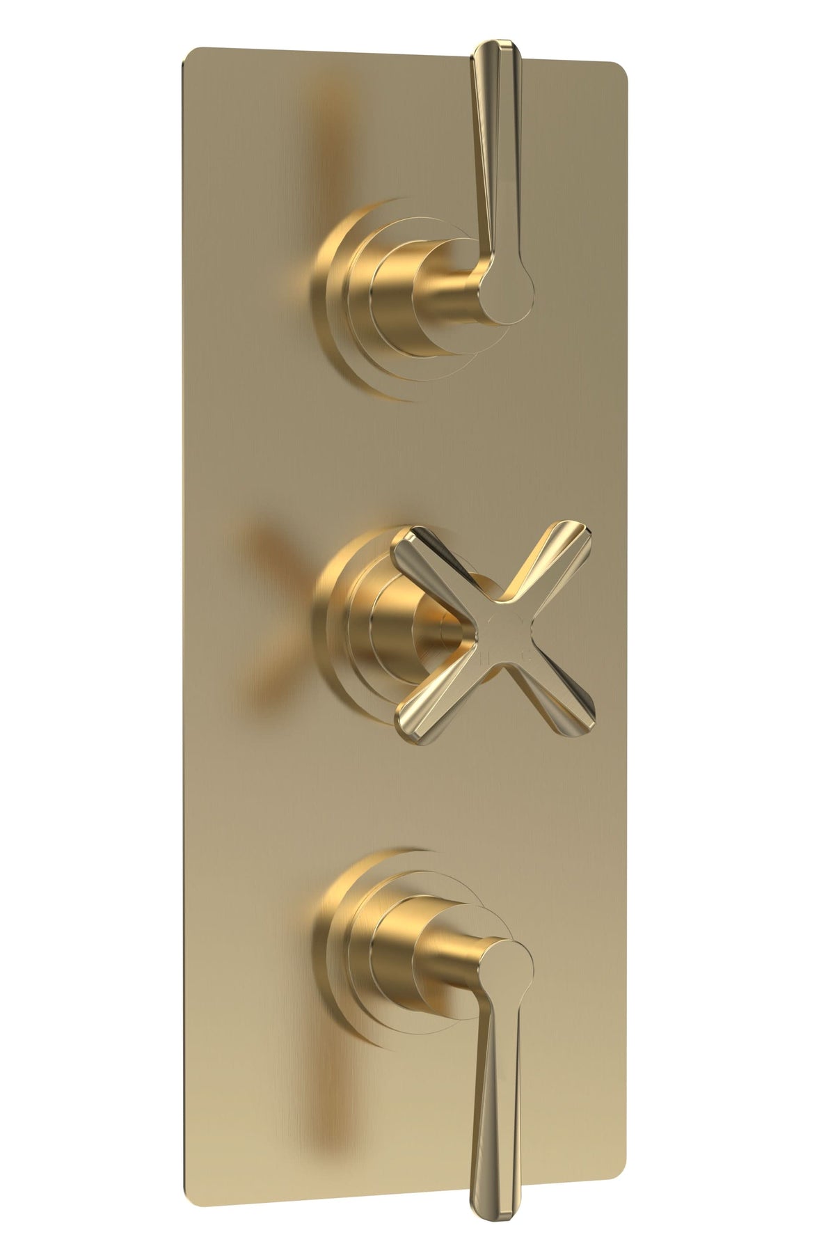 Nuie Aztec Triple Thermostatic Concealed Shower Valve with Diverter 3 Outlet, Premium Shower Accessories for Bathrooms, Brushed Brass