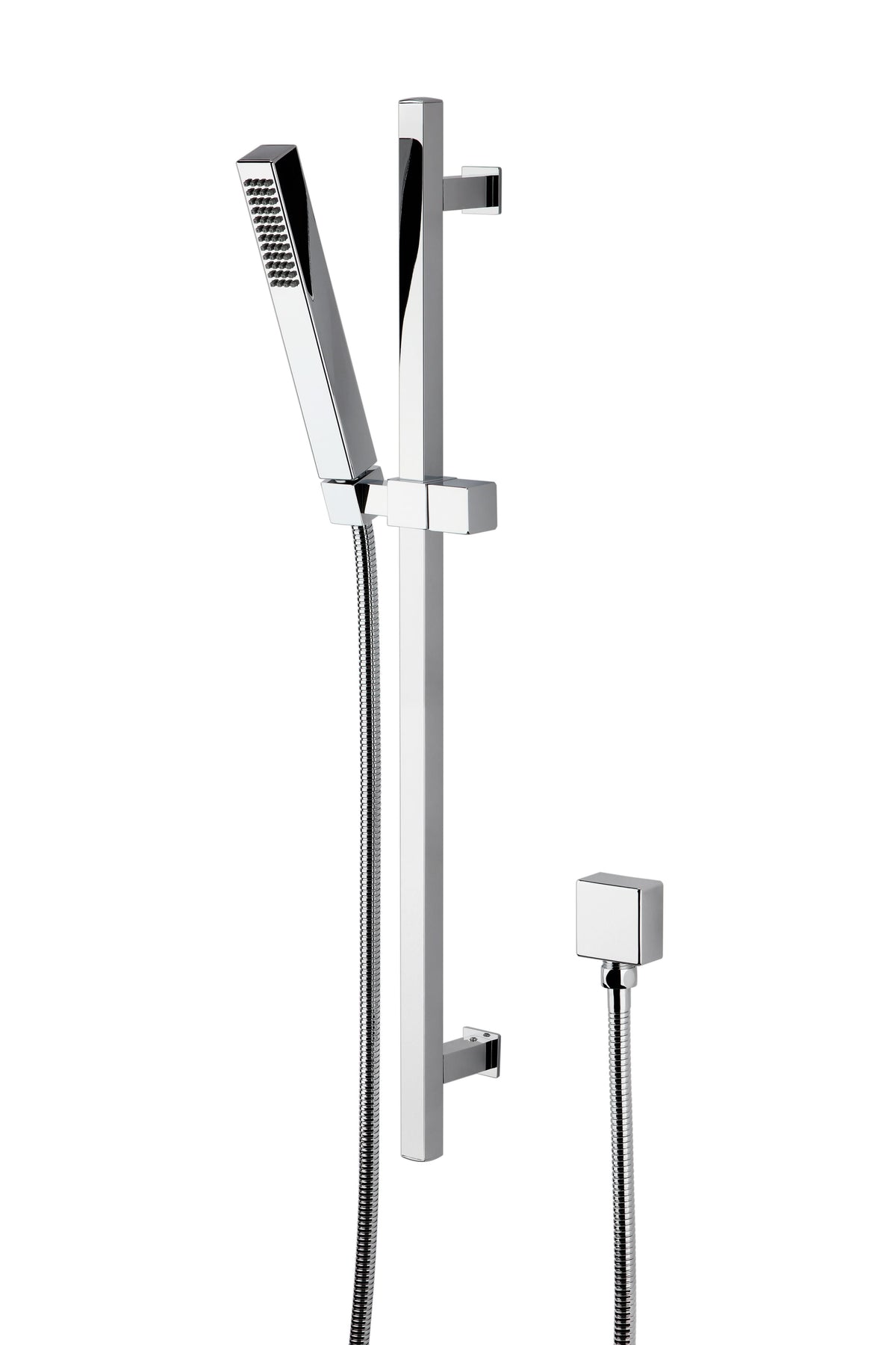 Hudson Reed Slide Rail Kits Kubix Slide Rail Kit, Single Function Rectangular Handset, Chrome