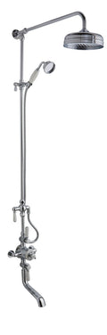 Old London Triple Thermostatic Exposed Shower Valve with Rigid Riser and Topaz, 3 Crosshead Handles, Complete Set in Chrome
