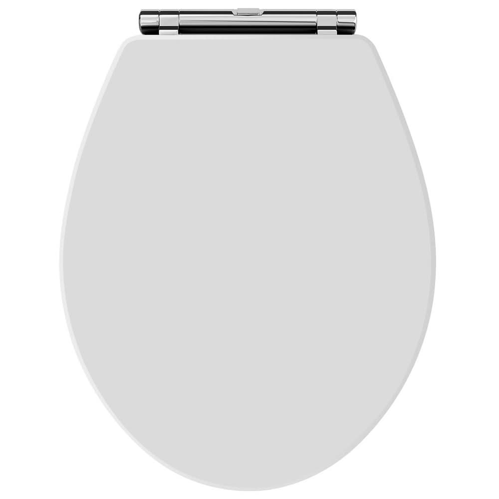 Old London Round Soft Close Toilet Seat,  White, Quick Release, Zinc Alloy Hinges, Traditional Look, Slow Close, 451x350mm