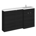Hudson Reed Fusion Floor Standing 3 Door Vanity Basin & WC Right Hand Combination, Sink Vanity Unit, Charcoal Black, 1500mm